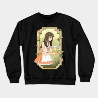 sad waiter girl. art niveau. roses. Crewneck Sweatshirt